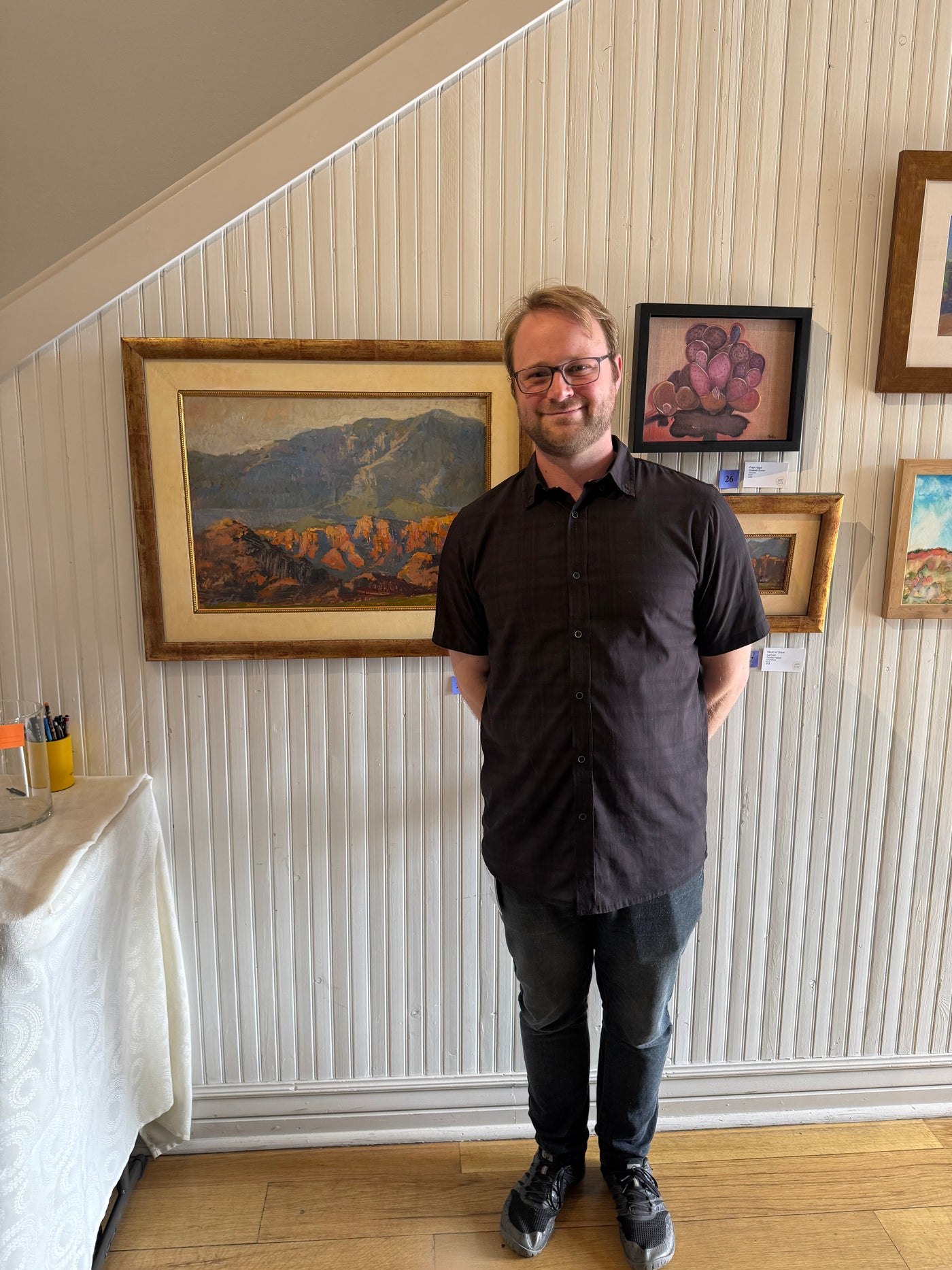 Award-winning plein air painting or collector with artwork