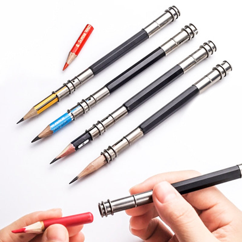 5pcs pencil extender Metal Art Write Tool Pencil Lengthener Extender School