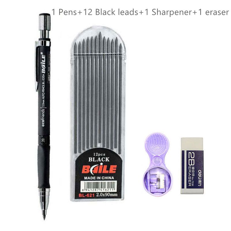 2.0mm Mechanical Pencil Set 2B Automatic Pencils with Color/Black