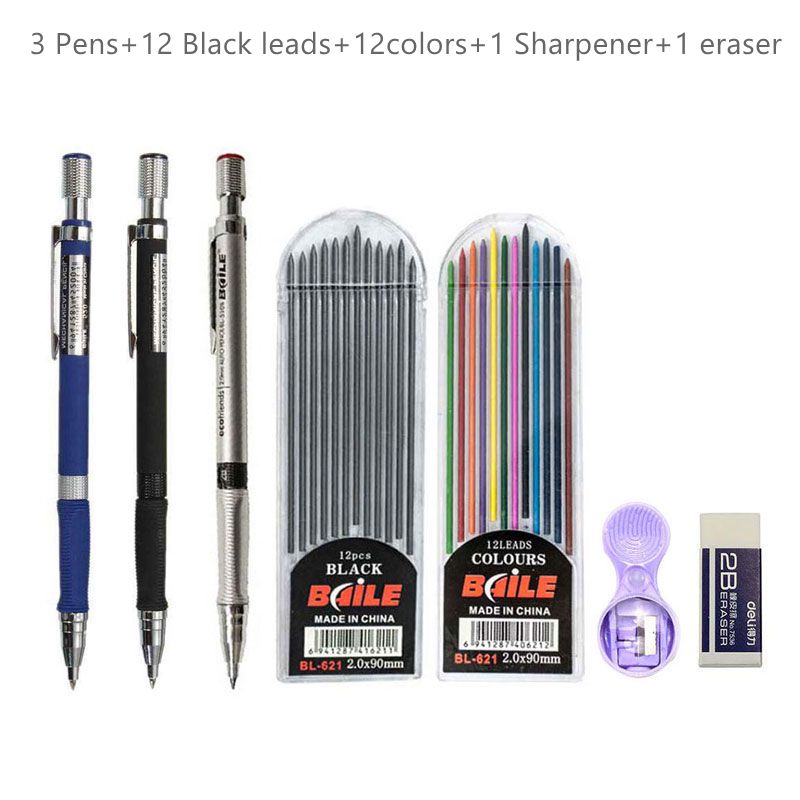 2.0mm Mechanical Pencil Set 2B Automatic Pencils with Color/Black Lead –  ART Provides