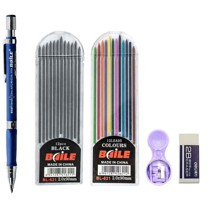 2.0mm Mechanical Pencil Set 2B Automatic Pencils with Color/Black Lead –  ART Provides