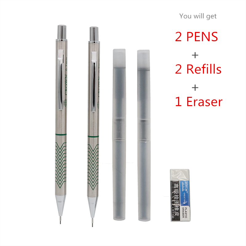 2PCS Lot High quality metal mechanical pencil 0.5 0.7 0.9mm