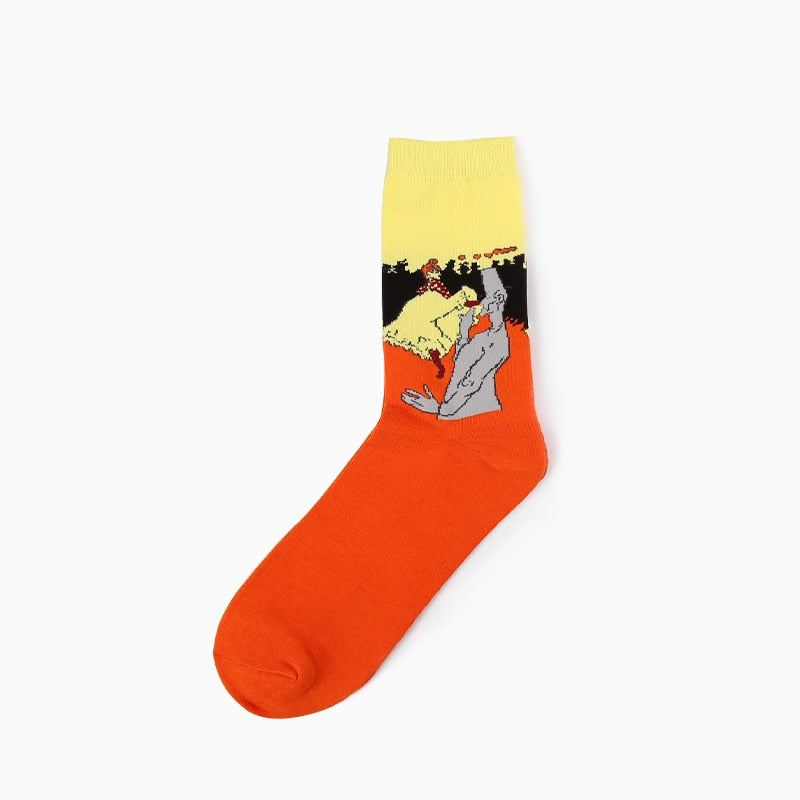 Autumn winter Retro Women New Art Van Gogh Mural World Famous Oil Painting Series Men Socks Funny Socks