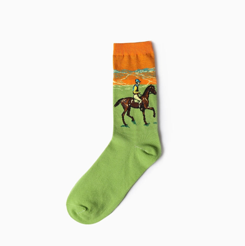 Autumn winter Retro Women New Art Van Gogh Mural World Famous Oil Painting Series Men Socks Funny Socks