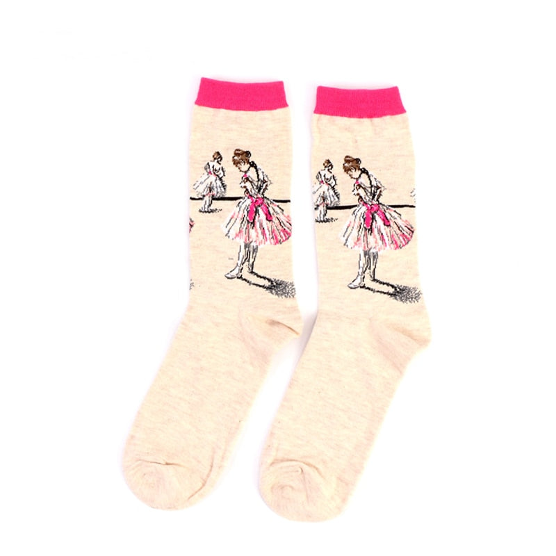Autumn winter Retro Women New Art Van Gogh Mural World Famous Oil Painting Series Men Socks Funny Socks
