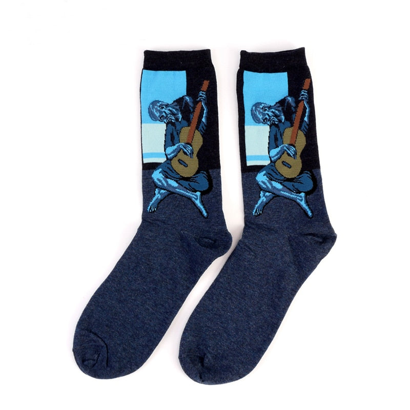 Autumn winter Retro Women New Art Van Gogh Mural World Famous Oil Painting Series Men Socks Funny Socks