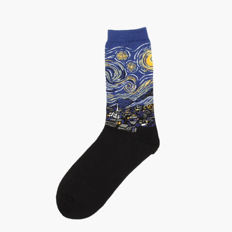 Autumn winter Retro Women New Art Van Gogh Mural World Famous Oil Painting Series Men Socks Funny Socks
