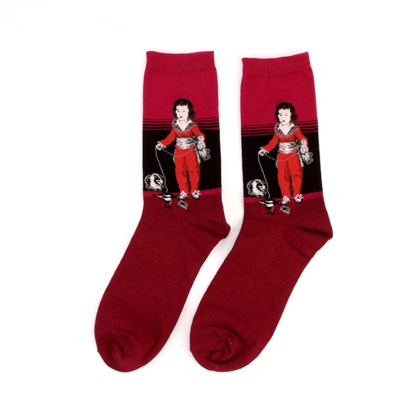 Autumn winter Retro Women New Art Van Gogh Mural World Famous Oil Painting Series Men Socks Funny Socks