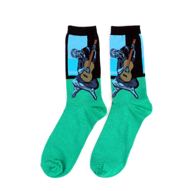 Autumn winter Retro Women New Art Van Gogh Mural World Famous Oil Painting Series Men Socks Funny Socks