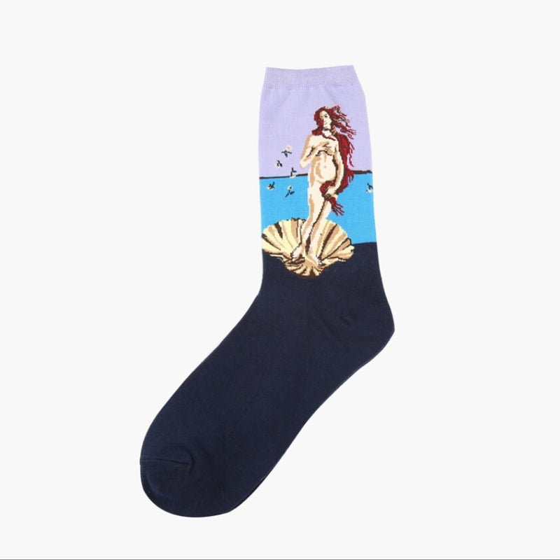 Autumn winter Retro Women New Art Van Gogh Mural World Famous Oil Painting Series Men Socks Funny Socks