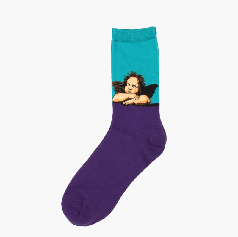 Autumn winter Retro Women New Art Van Gogh Mural World Famous Oil Painting Series Men Socks Funny Socks