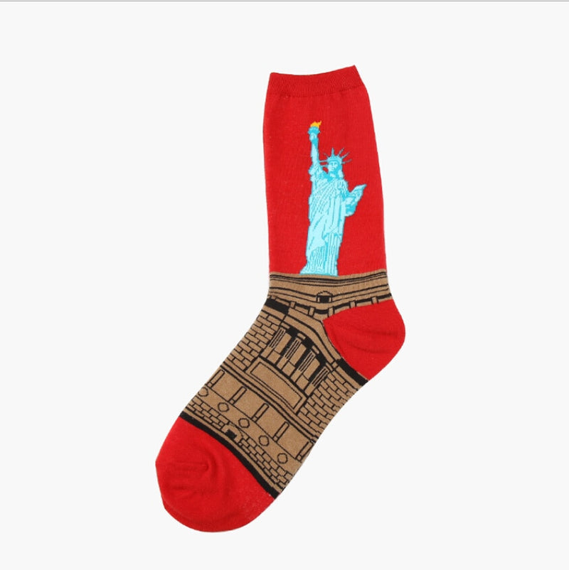Autumn winter Retro Women New Art Van Gogh Mural World Famous Oil Painting Series Men Socks Funny Socks