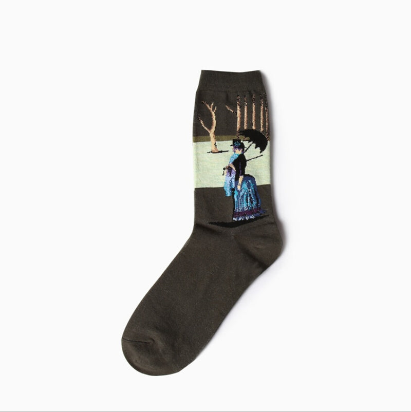 Autumn winter Retro Women New Art Van Gogh Mural World Famous Oil Painting Series Men Socks Funny Socks