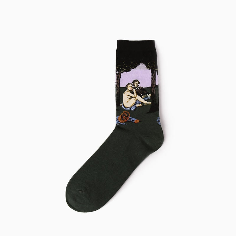 Autumn winter Retro Women New Art Van Gogh Mural World Famous Oil Painting Series Men Socks Funny Socks