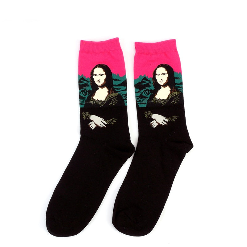 Autumn winter Retro Women New Art Van Gogh Mural World Famous Oil Painting Series Men Socks Funny Socks