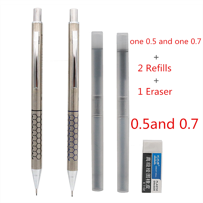 2PCS/Lot High quality metal mechanical pencil 0.5 0.7 0.9mm refills Of –  ART Provides