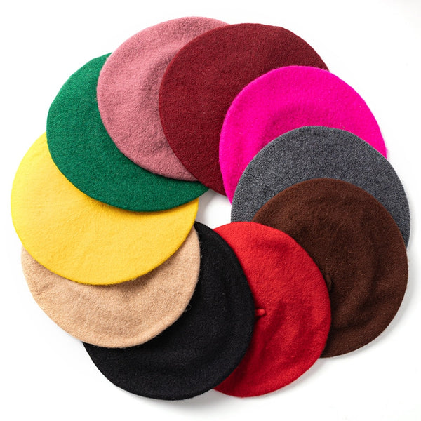 17 Colors Autumn Winter Hat Wool Thick Berets French Artist Beret Women Painter Hat Girls Berets Female Warm Cap Beanies