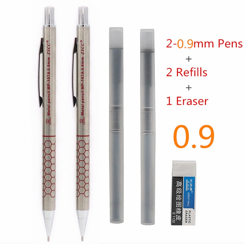 2 PCS Mechanical Pencils 0.5Mm & 0.7 Mm with Case, Metal Artist