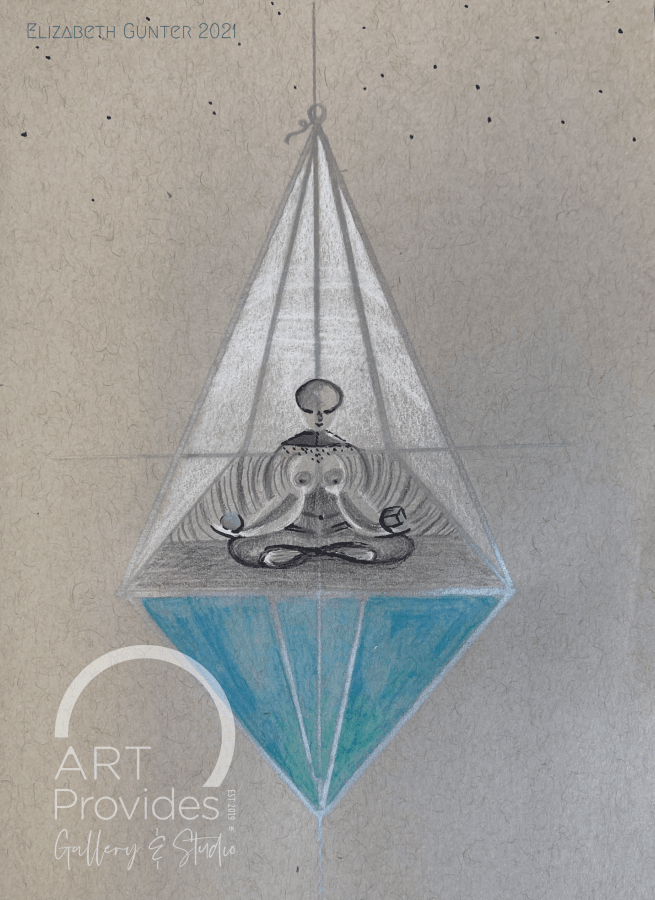 Elizabeth Gunter Pyramid #1 | Print Of Drawing 11X11 Art